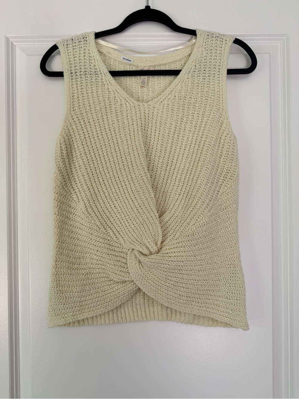Knot-Front Sleeveless Knit Top - Cream